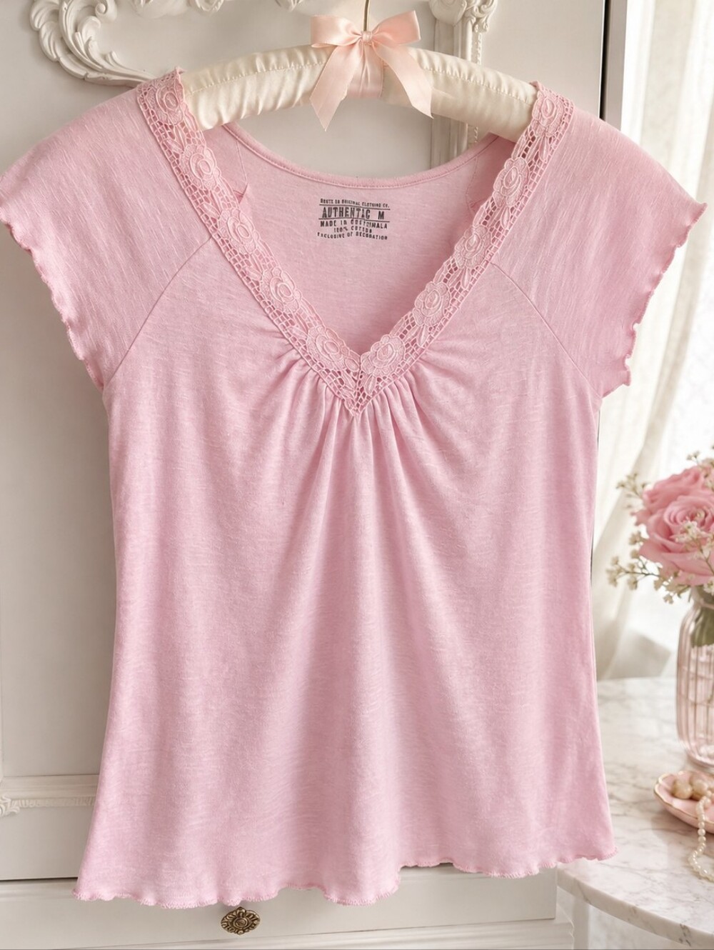 Pink Lace Embroidered Barbiecore Coquette Y2K Feminine Top